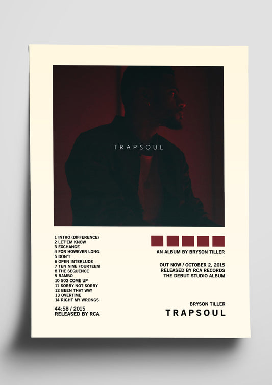 Bryson Tiller 'T R A P S O U L' Album Tracklist Poster