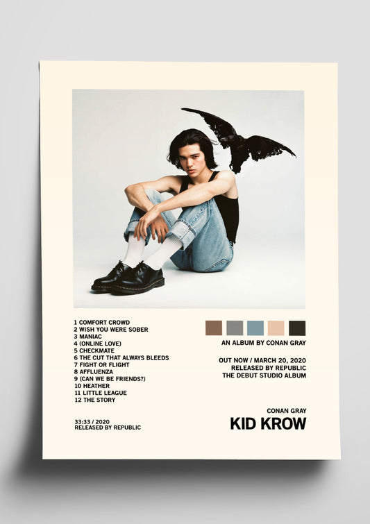 Conan Gray 'Kid Krow' Album Art Tracklist Poster