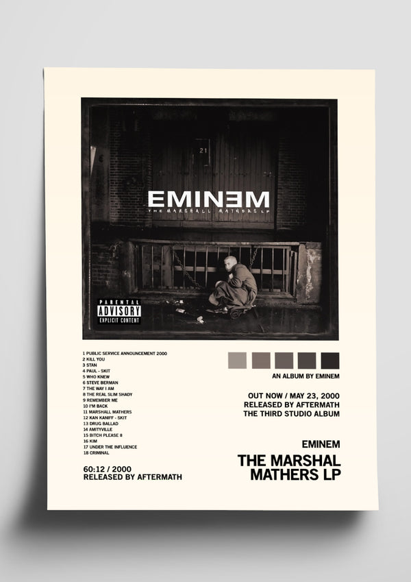 Eminem 'The Marshal Mathers LP' Album Art Tracklist Poster – The Indie ...