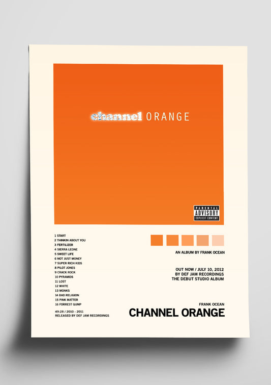 Frank Ocean 'Channel Orange' Album Tracklist Poster