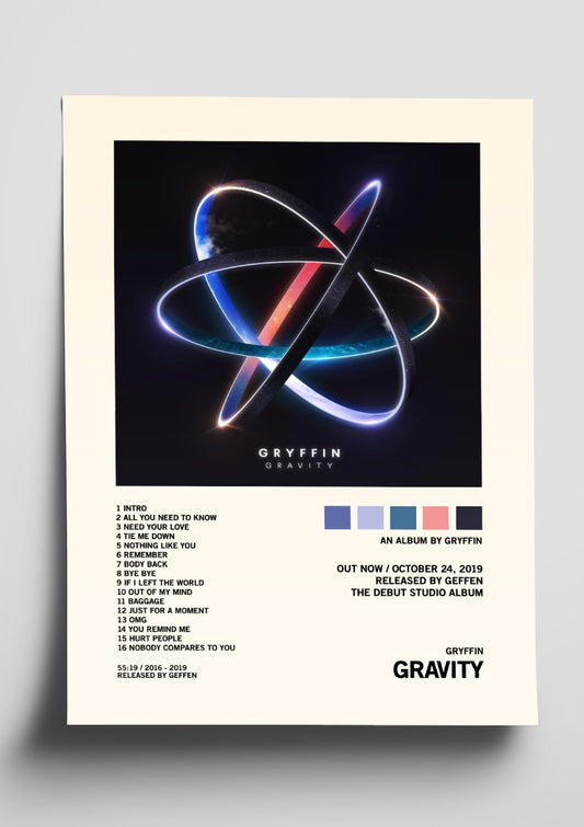 Gryffin 'Gravity' Album Art Tracklist Poster