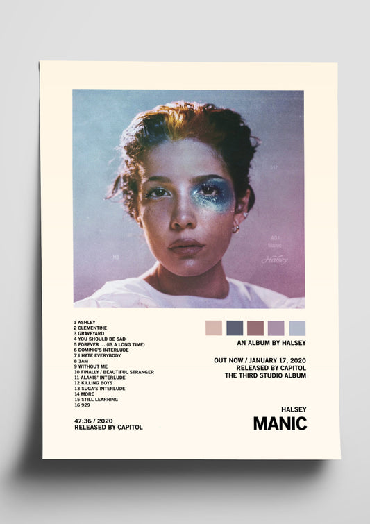 Halsey 'Manic' Album Art Tracklist Poster