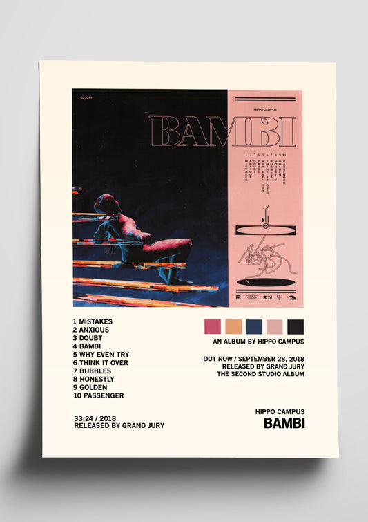 Hippo Campus 'Bambi' Album Art Tracklist Poster