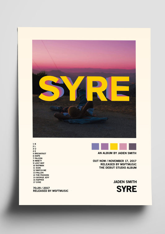 Jaden Smith 'SYRE' Album Art Tracklist Poster