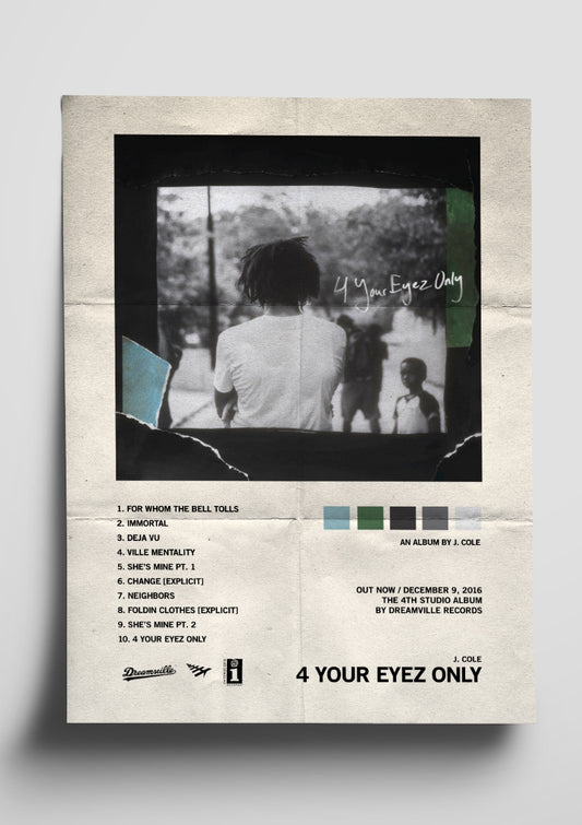 J.Cole '4 YOUR EYEZ ONLY' Album Art Tracklist Poster