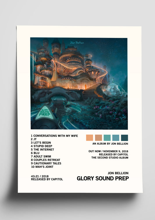 Jon Bellion 'Glory Sound Prep'  Album Art Tracklist Poster