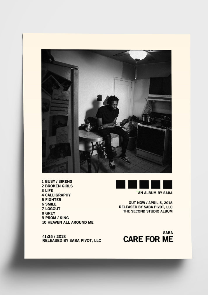 Saba 'Care For Me' Album Art Tracklist Poster – The Indie Planet