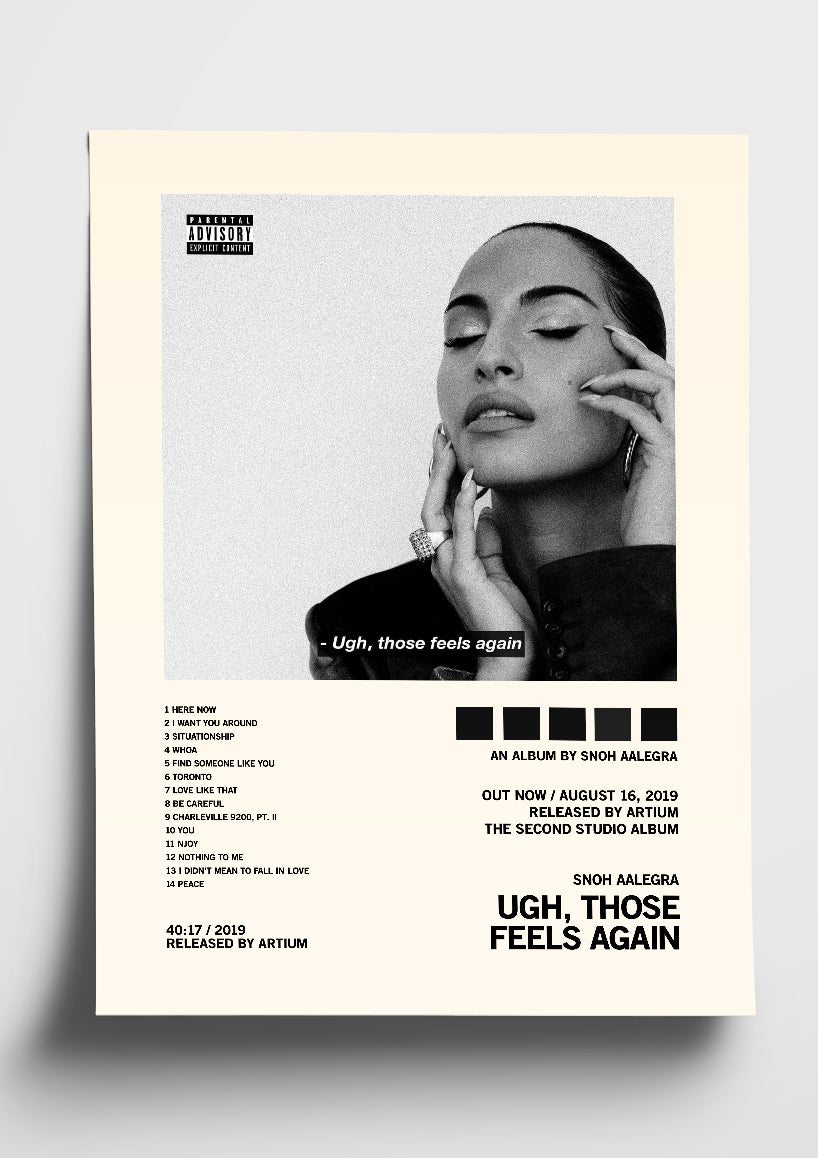 Snoh Alegra 'Ugh, Those Feels Again' Album Art Tracklist Poster – The ...