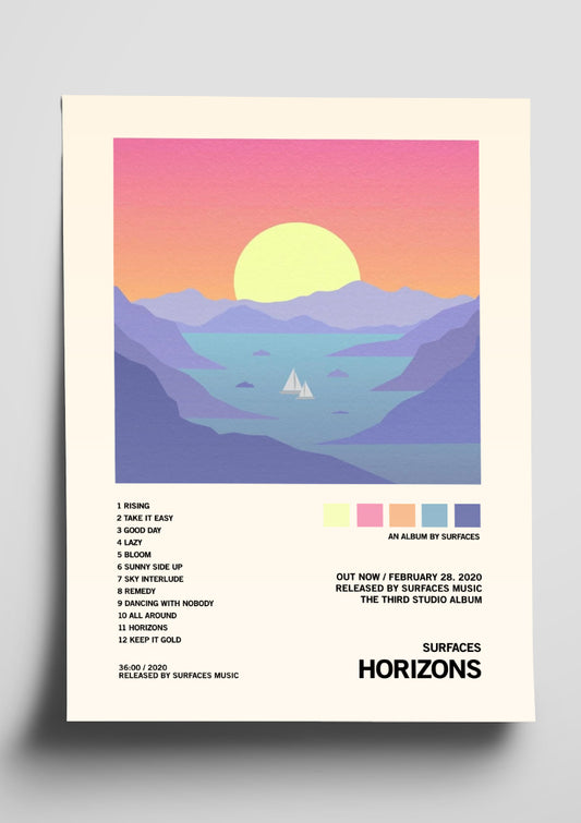 Surfaces 'Horizons' Album Art Tracklist Poster